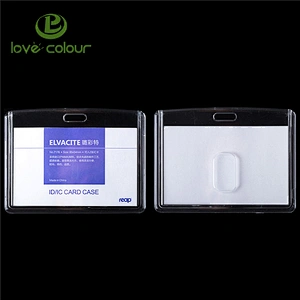 Customized Vertical Hard Plastic ID Name Card Holder for Wholesale
