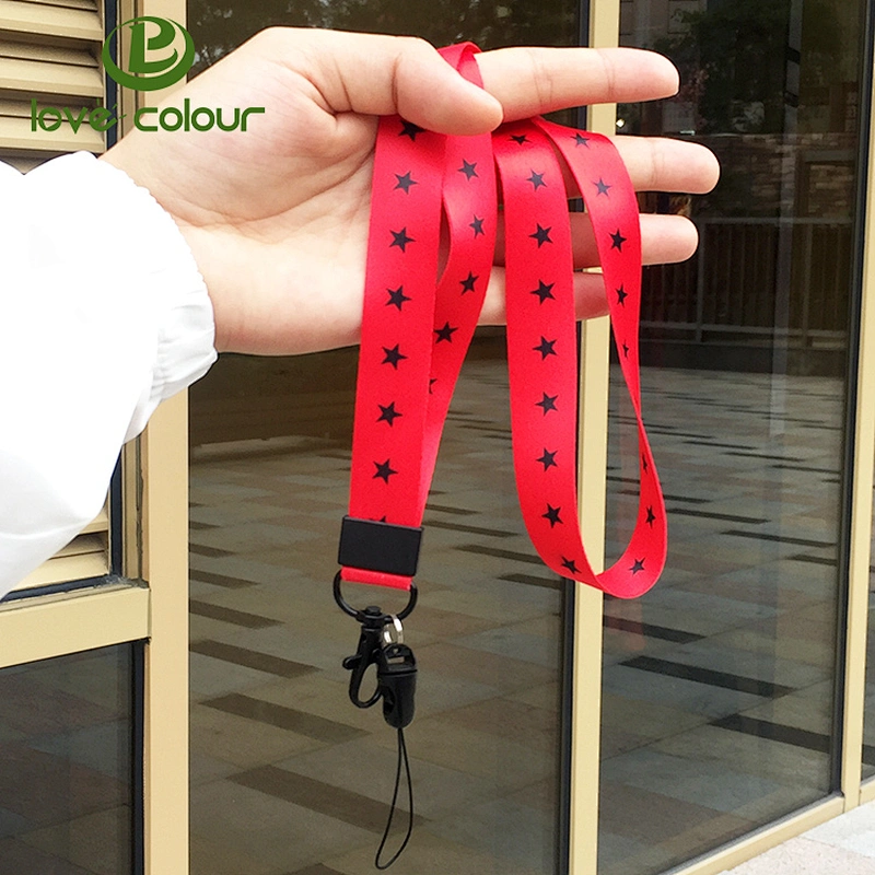 Custom red color easy carrying phone lanyard with mobile rope