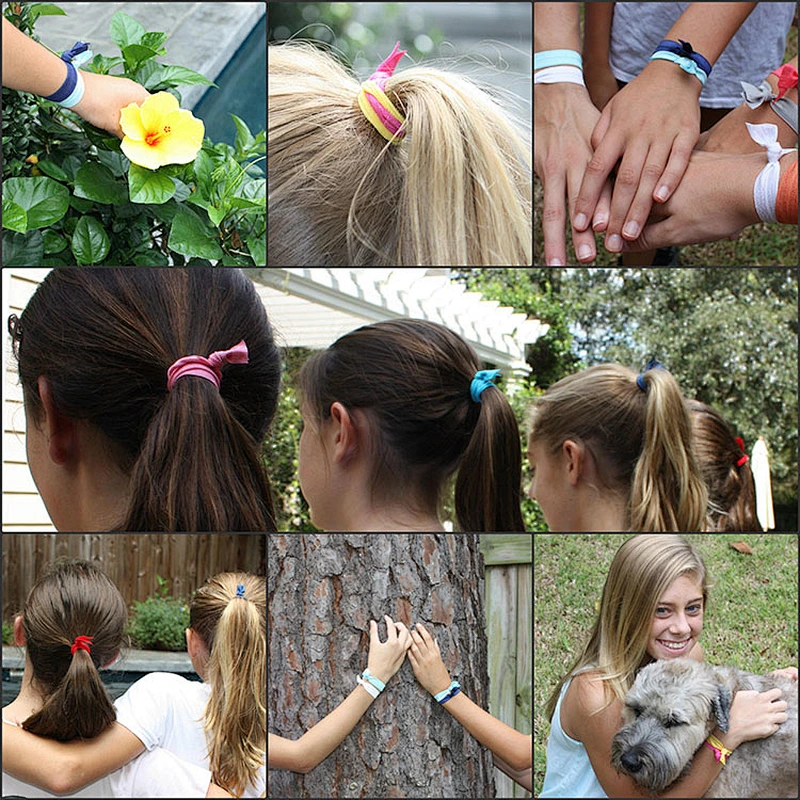 Wholesale Colorful Knotted Ribbon Elastic Hair Tie Hairband Holder Bracelet