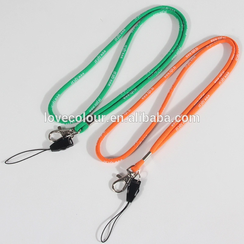 Lovecolour custom color round rope lanyard with woven logo