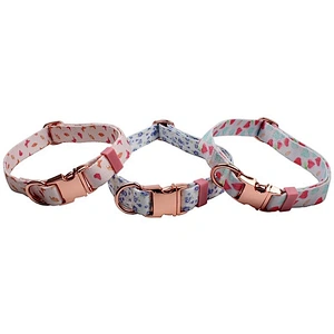 Personalized Custom Pet Dog Collar with Rose Gold Metal Buckle