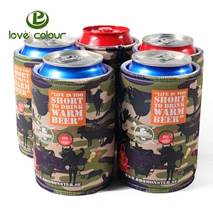 Factory custom neoprene printing camouflage can cooler wholesale