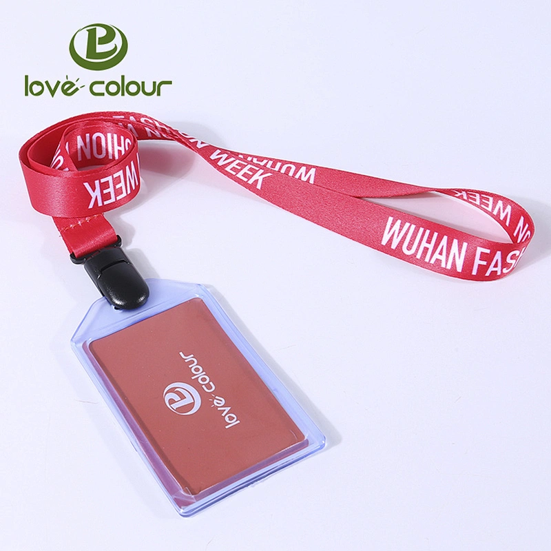 Custom polyester multicolor lanyard strap with plastic clip for id badge holder