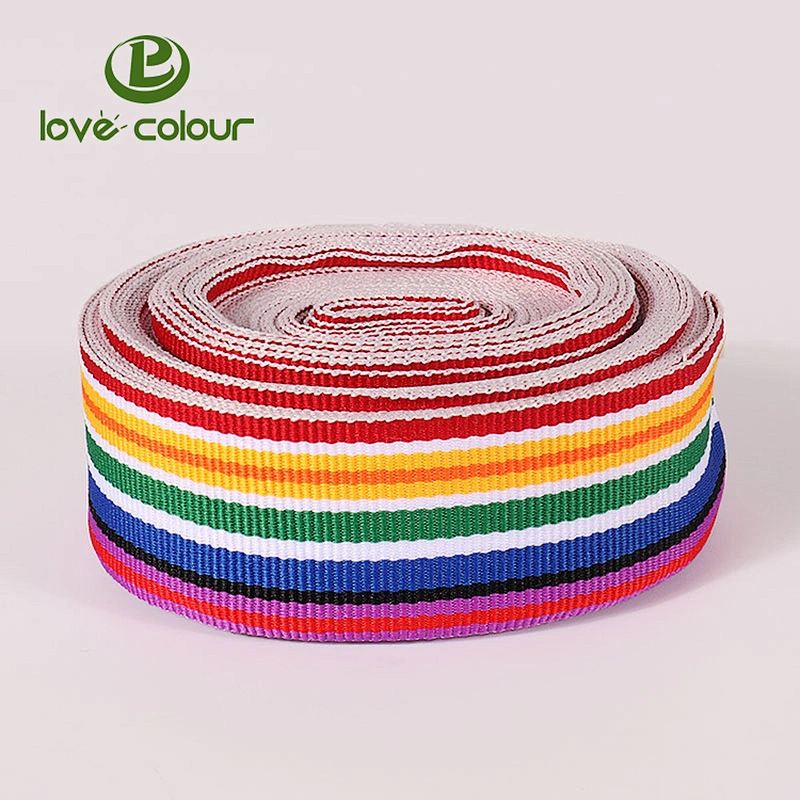 Guangzhou manufacture custom made polyester rainbow ribbon