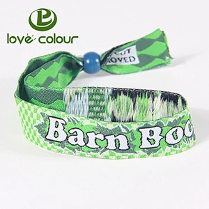 Custom polyester 15 x 350mm festival fabric woven label wristbands