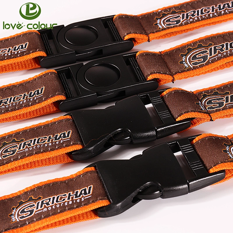 Custom polyester double layer embroidered woven logo promotion lanyards for event