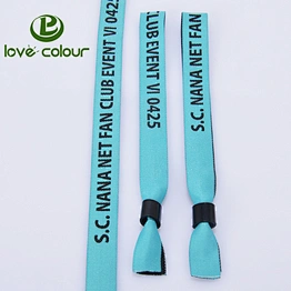 Custom polyester festival woven wristband with plastic closer