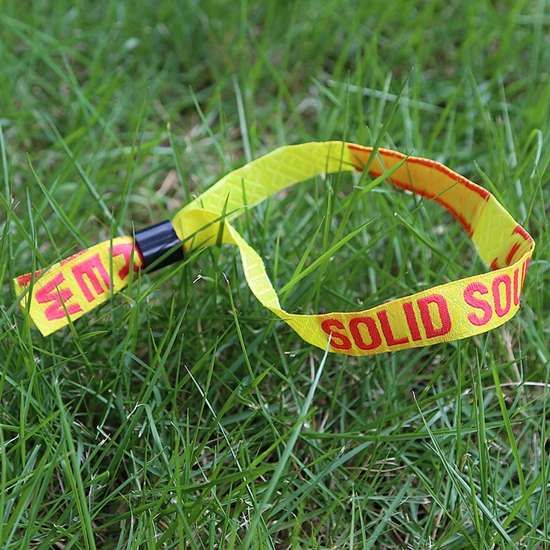 Plastic clip for festival events customized printed fabric textile wristbands