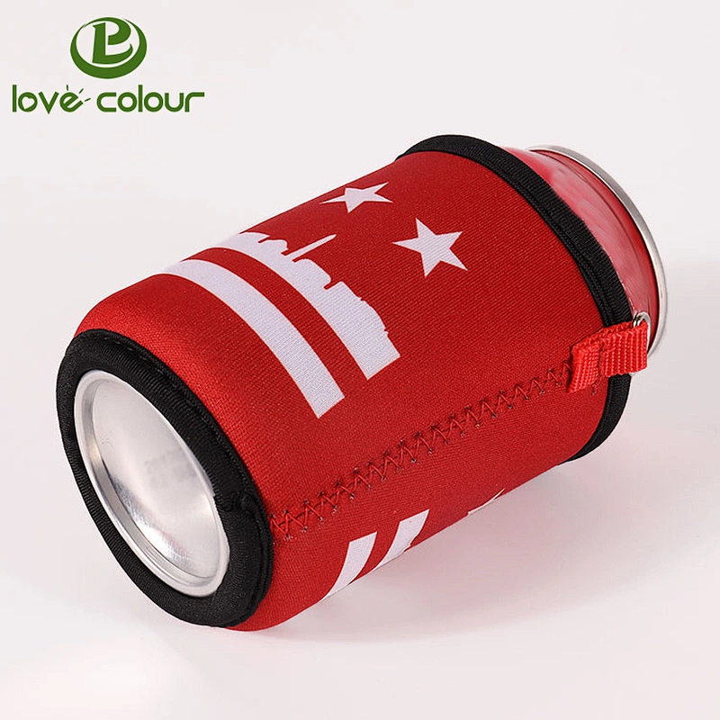 Custom printing neoprene cup holder coolers with lanyard