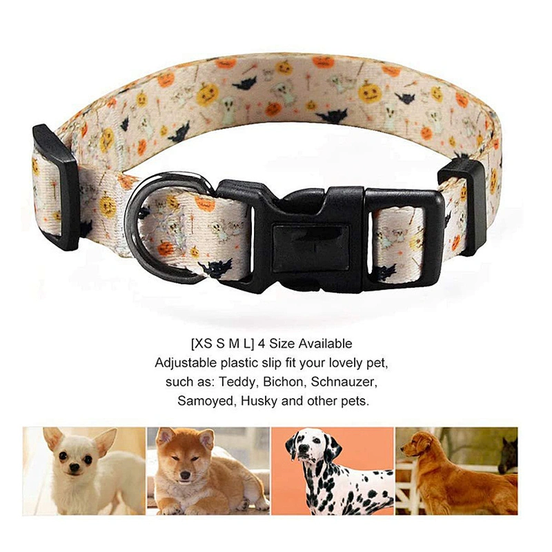 Sublimation Printing Adjustable Polyester Dog Collar Colorful High Quality Custom Pattern Pet Collar