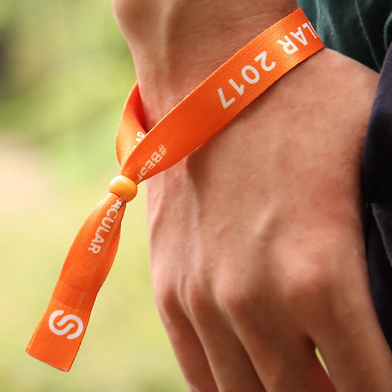 Custom festival fabric polyester wrist band one time use wristband