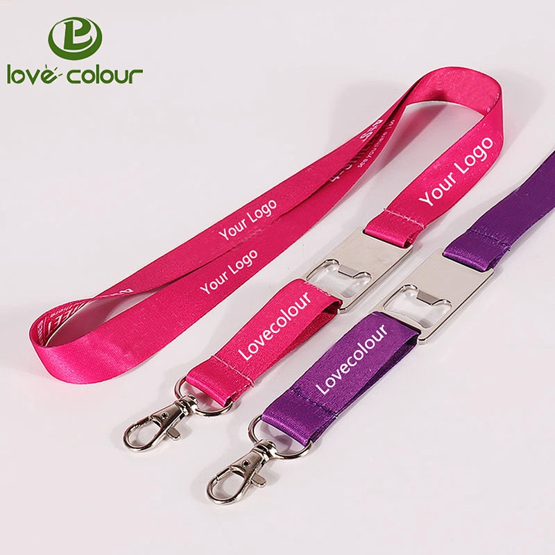 Factory direct supply cheap custom polyester keychain lanyard with bottle opener