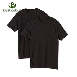 Guangzhou Factory Custom Text Personalized Message or Image Black O-Neck Short Sleeve T Shirt Cotton Mens T-shirt