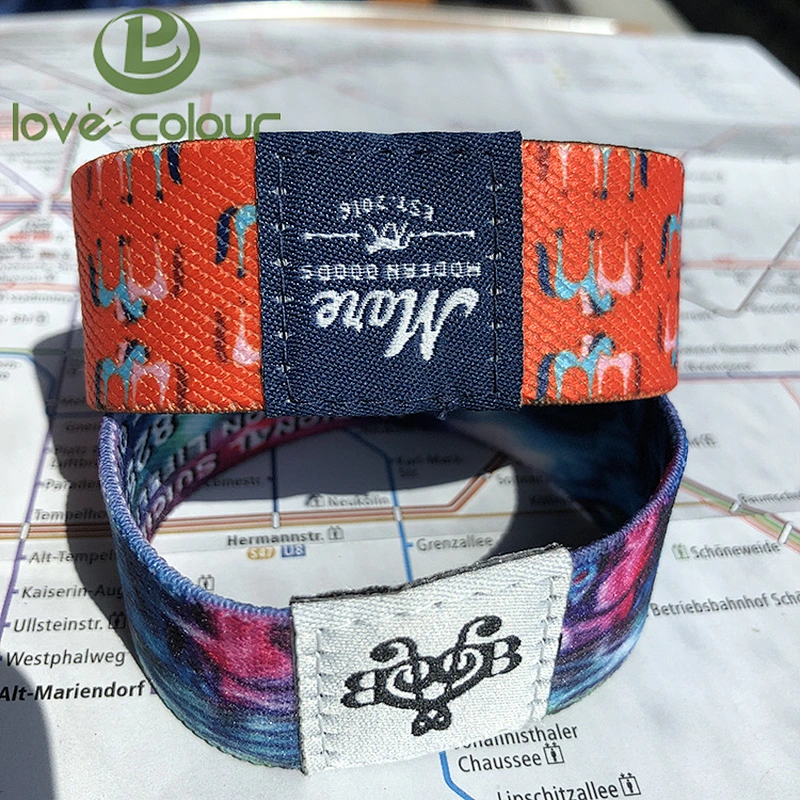 Polyester custom full color dye sublimation printing inside/outside elastic wristband