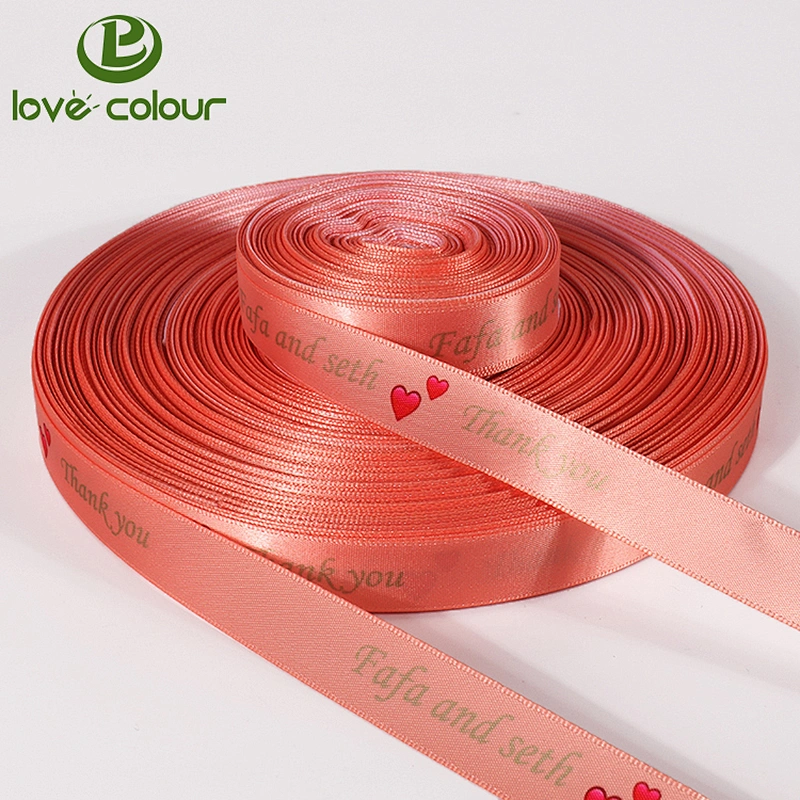 Cheap custom printed satin ribbon tape,full color ribbon roll
