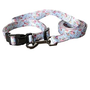 Polyester Sublimation Printing adjustable Pet Dog Collar and Leash Set