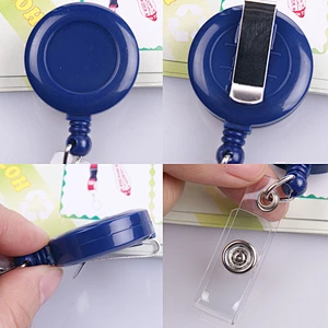 Custom printed logo automatic retractable cable metal badge reel