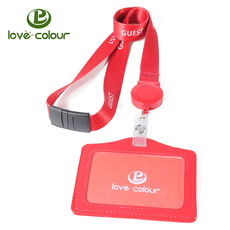 Custom Your Logo Advertising Promotional Polyester Red ID Card Holder Lanyards