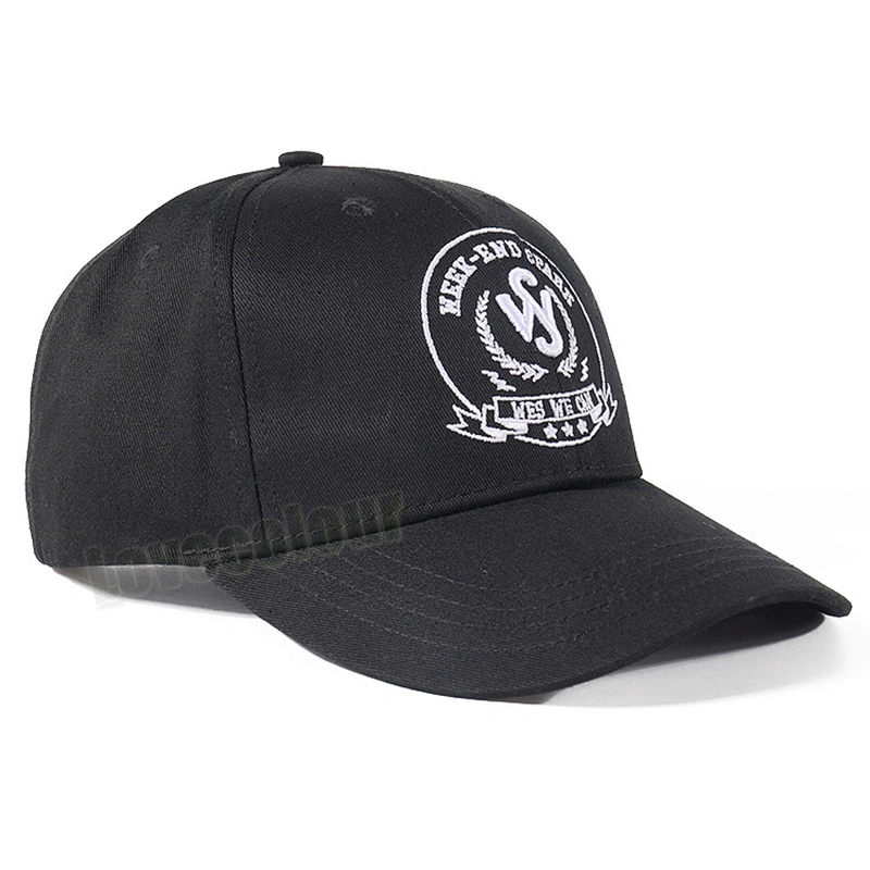 High quality custom black sport cap with woven logo