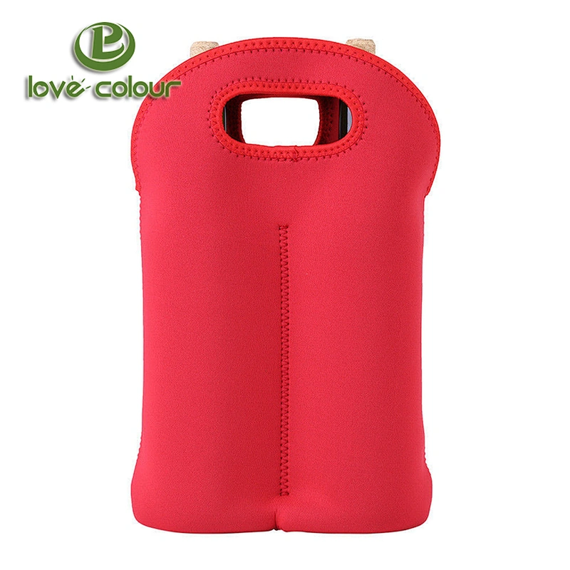 Custom Insulated Neoprene Tote Bag Carrier Double Bottle Drink/Wine/Beer Cooler