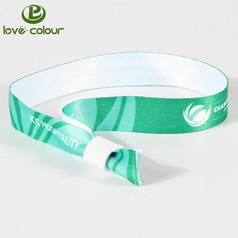 Fashion style polyester printing adjustable ribbon wristbands