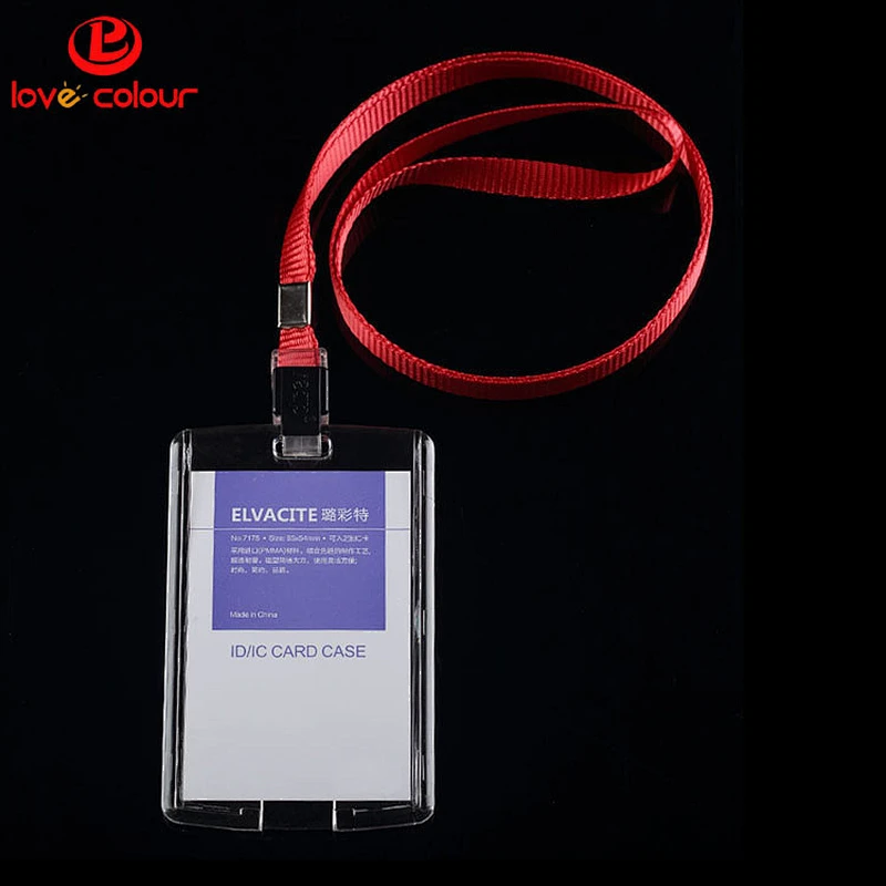 Wholesale acrylic id card holder badge with lanyard strap in stock