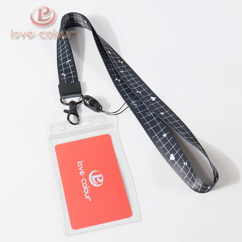 Transparent Soft PVC Work Card Holder With Polyester Strap Lanyard
