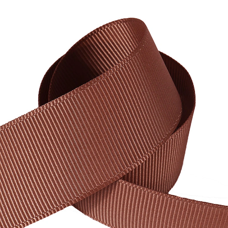 Custom polyester 4cm wide Brown Grosgrain Ribbon
