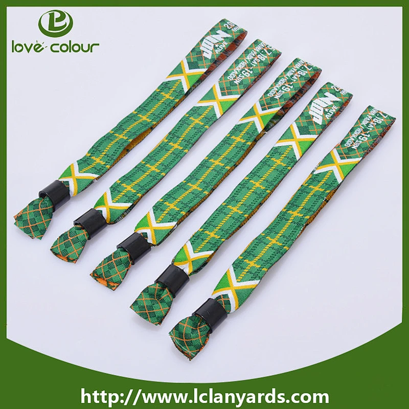Polyester festival custom cloth wristband with black lock for event