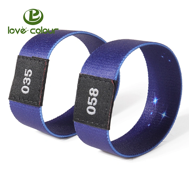 Stylish Polyester Woven Labels Elastic Wristbands with Serial Number