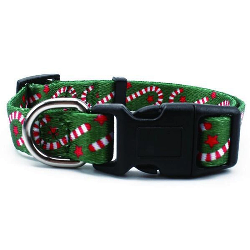 Custom adjustable print quick button polyester durable pet collars