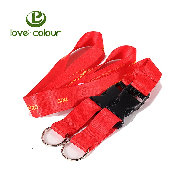Lovecolour custom red color printing polyester lanyard strap