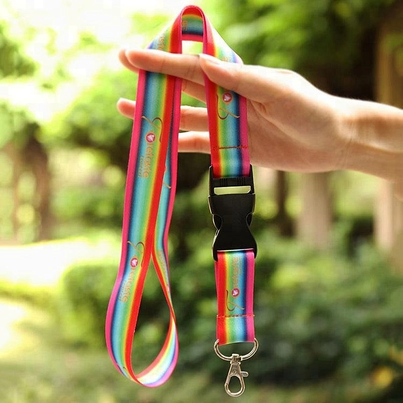 Polyester custom sublimation lanyard strap for promotion event with plastic buckle