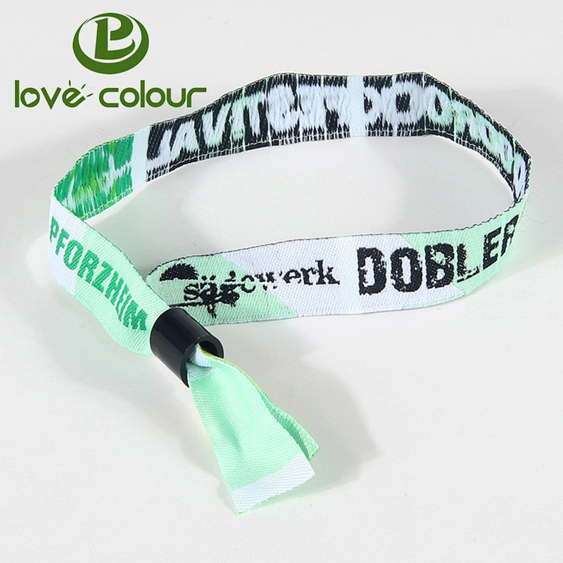 Promotion gift custom polyester fabric wristband with plastic lock