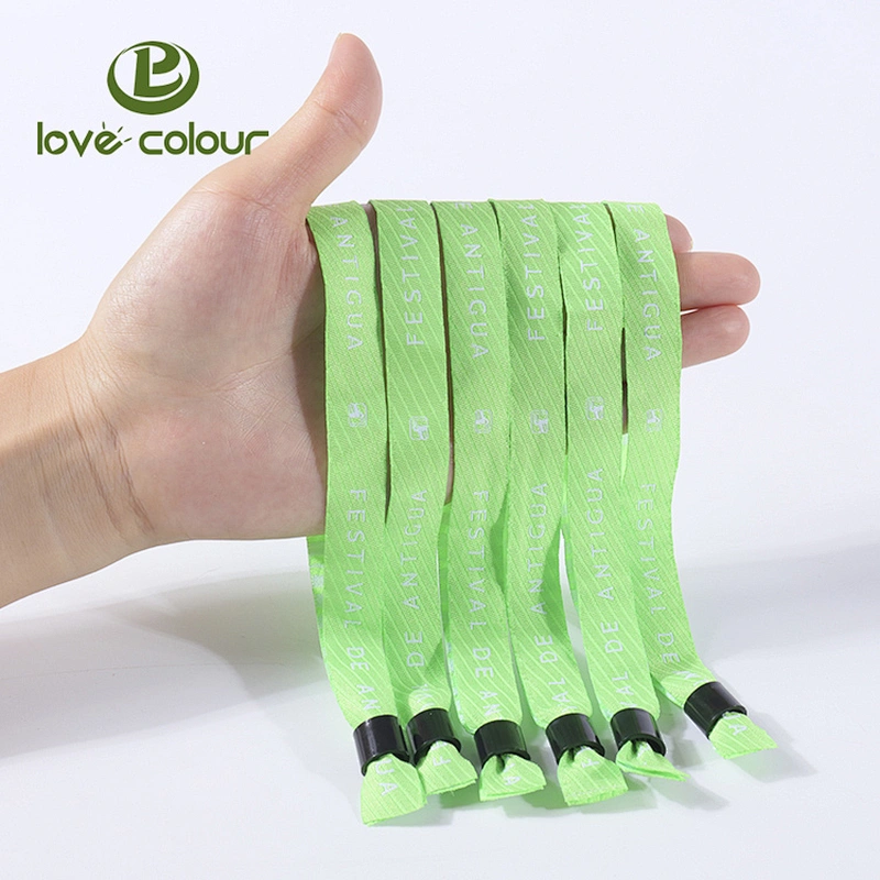Custom fabric polyester slide lock woven wristband with your own logo