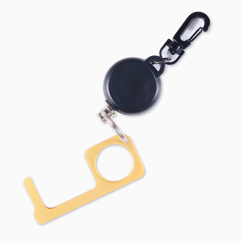 EDC Non Contact No Touch Door Opener Multi-Function Convenient Brass Switch Keychain Artifact Door Opener