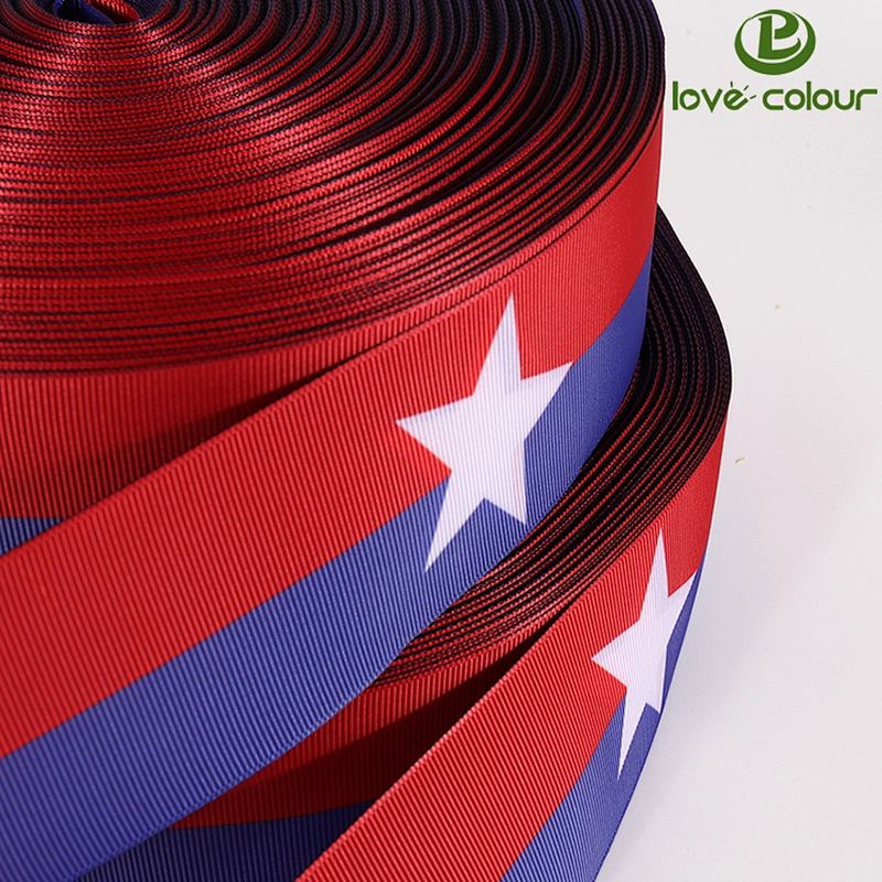 Polyester printing grosgrain ribbon custom with your logo
