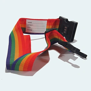 Custom polyester luggage belt packing strap with adjustable plastic buckle