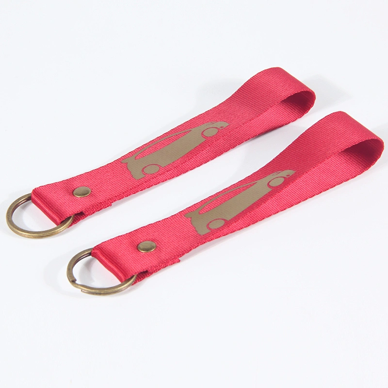 Promotional custom screen printed polyester wrist lanyard keychain