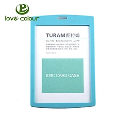 Custom vertical access plastic PP student id cards holder in different colors