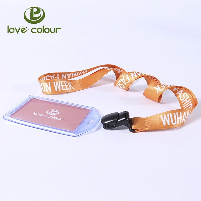 Custom Flat Polyester ID Lanyard with Retractable Badge Reel and Vinyl Name Badge Holder
