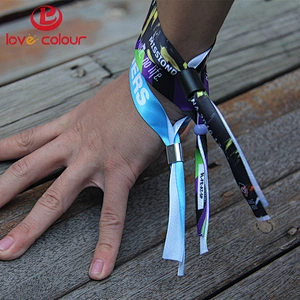 Promotion Items custom cloth wristbands with one time use lock