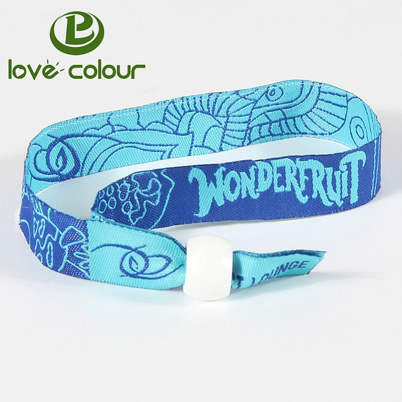 Polyester cheap custom cloth woven wristbands bracelet for activities with plastic clasp