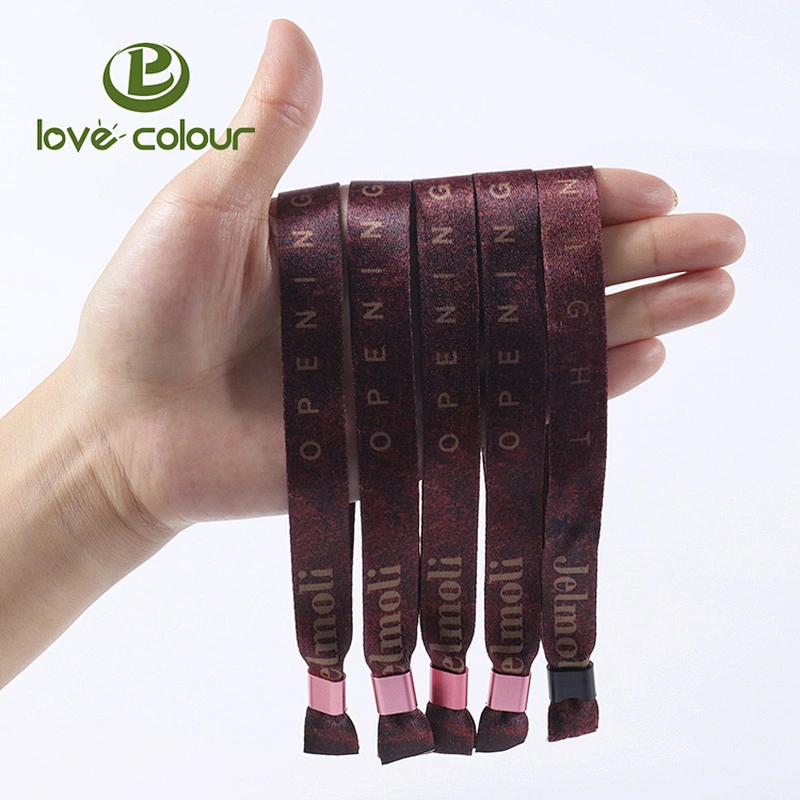 Factory custom polyester sublimation bracelet printing concert textile wristband with safety fastening