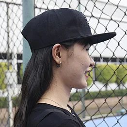 Factory cheap custom 6 Panel black flat brim snapback caps