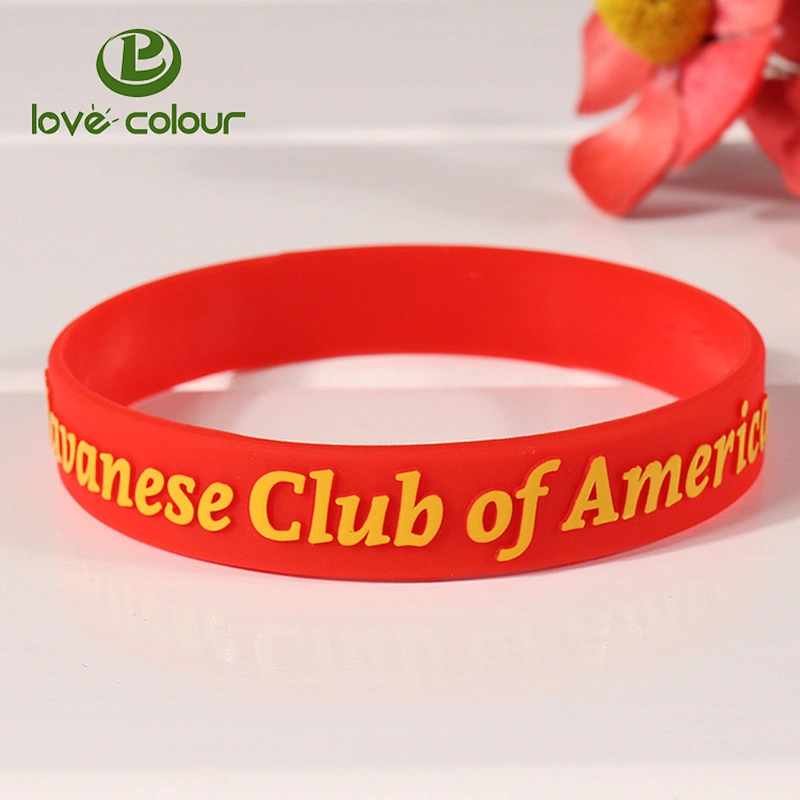 Silicone bracelet custom printed raised lettering with color