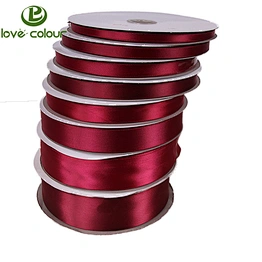Custom sublimation printing single sided red satin ribbon tape