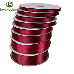Custom sublimation printing single sided red satin ribbon tape