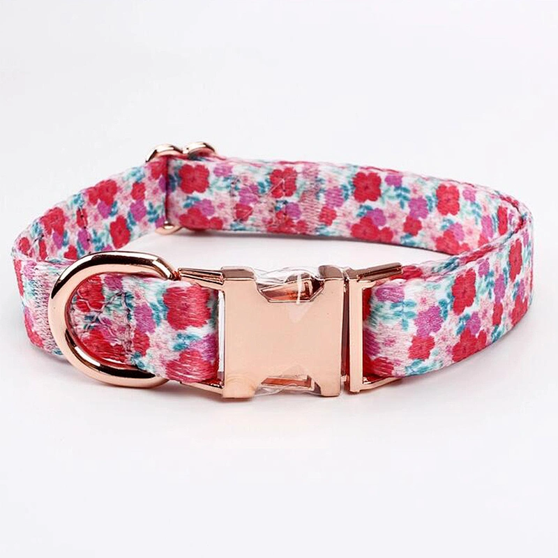 Personalized Custom Pet Dog Collar with Rose Gold Metal Buckle