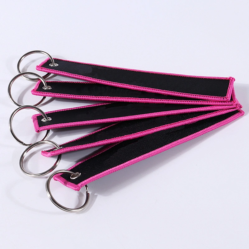 Personalized Custom Fabric Embroidery Key Tags Embroidered Key Chain With Keyring Keychain